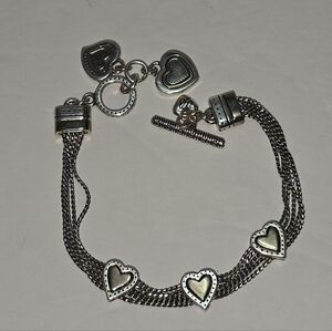 Brighton Gold And Silver Heart Vintage Retired‎ Charm Bracelet